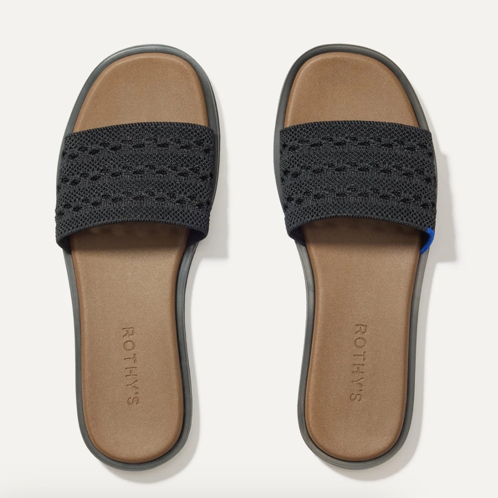 Rothy's The Slide Sandal in Black Crochet